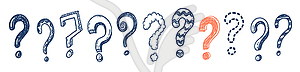 Doodle funny question marks - vector image