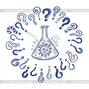 With question marks about coronavirus infection, - vector image