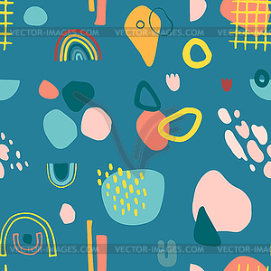 Seamless pattern with abstract shapes in modern - royalty-free vector clipart