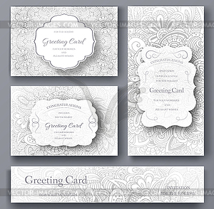 Набор свадебный визитки, флаера, страниц орнамент концепт. - иллюстрация в векторе