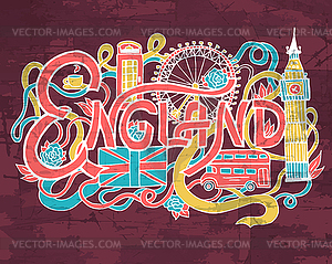 England art abstract hand lettering and doodles - vector EPS clipart