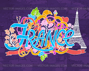 France art abstract hand lettering and doodles - vector clipart