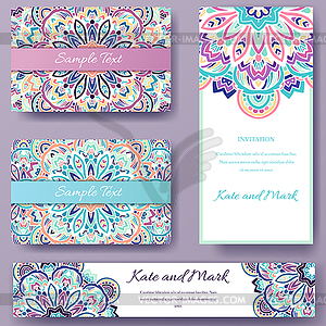 Set of ethnic ornament banners and flyer concept. - vector clipart