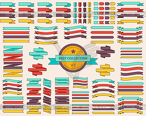 Thin line set of colored ribbons concept. Icons . - vector image