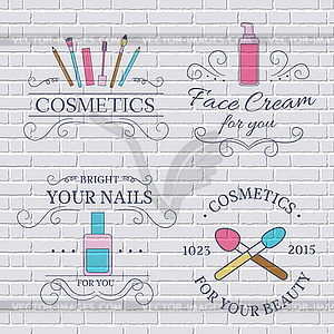 Cosmetics set label template of emblem element for - vector clipart