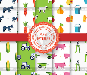 Collection set of agricultural seamless pattern. - vector EPS clipart