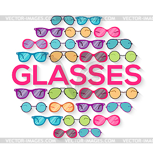 Colorful glasses on brick wall circle infographics - vector clipart
