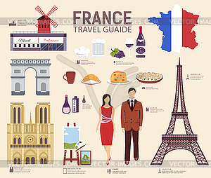 Country France travel vacation guide of goods, - vector image