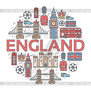 Country England travel vacation guide of goods, - vector image