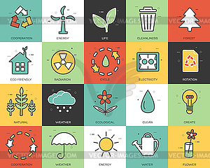 Line icons set of eco collection concept. Modern - royalty-free vector image