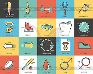 Line icons set of sport collection concept. Modern - vector clip art