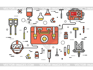 Thin line first medical aid modern concept. - vector clipart