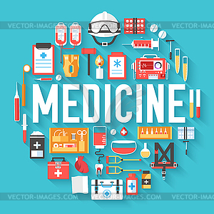 Medicine equipment circle infographics template - vector clip art