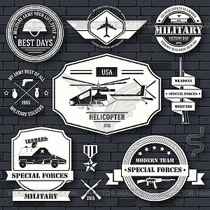 Military set label template of emblem element for - vector image