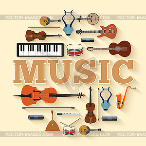 Music instruments circle infographics template - vector clip art