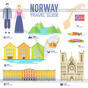 Country Norway travel vacation guide of goods, - vector image