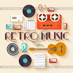 Retro equipment music set circle infographics - royalty-free vector image