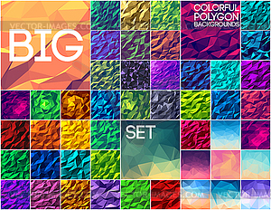 Big set of polygonal colorful backgrounds. Geometri - vector EPS clipart