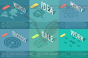 Set of perspective world, idea, sale, success, work - vector clipart