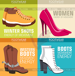 Flat set of shoe equpment backgrounds. elements - vector image