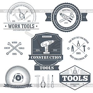 Work tools set label template of emblem element - vector image