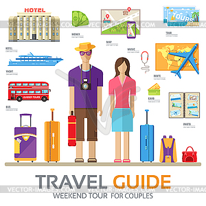 Travel guide infographic with vacation tour - vector clip art