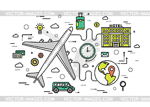 Thin line travel vacation modern concept. - vector image