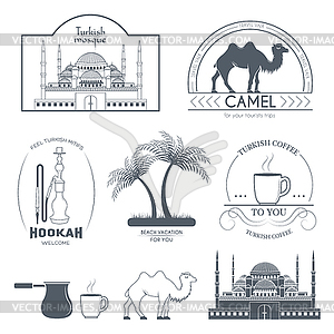 Turkey country set label. Template of emblem elemen - vector image