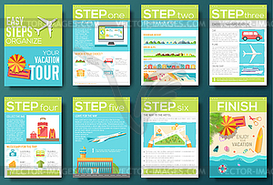 Easy steps organize for your vacation tour flyer - vector image