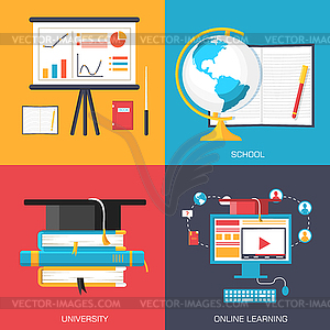 Education distance, online and academic school - vector clipart