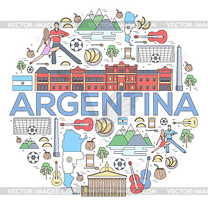 Country Argentina travel vacation guide of goods, - vector EPS clipart