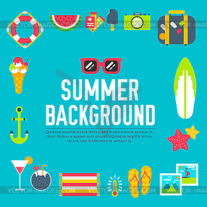 Summer icon flat background design - vector clipart