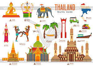 Country thailand travel vacation guide of goods, - vector clipart