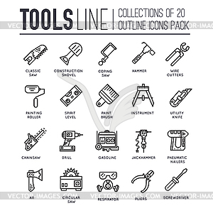 Коллекция рабочих инструментов иконки предметы дизайна. - векторный клипарт