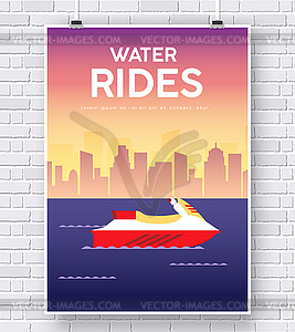 Water Scooter on brick wall background concept - vector image
