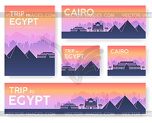 Египет пейзаж набор баннеров. дизайн - изображение в векторном формате