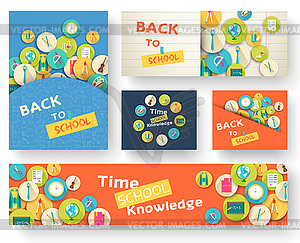 Back to school information pages set. Education - vector image