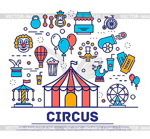 Premium quality circus outline icons collection set - vector EPS clipart