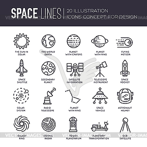 Thin lines icons stars in galaxy design concept. Se - vector image