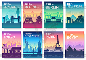 Travel of world brochure with typography set. - stock vector clipart