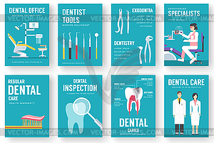 Dental office interior background. Dentist icons - vector EPS clipart