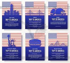 Set of USA country ornament concept. Art - vector image