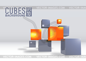 3d abstract digital cubes background. Realistic - vector clipart