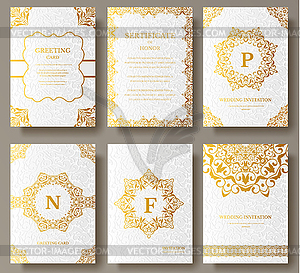 Set of Luxury Gold artistic pages set with logo - vector clipart