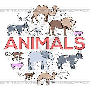 Zoo circle. Zoo animals. Zoo image. Zoo picture. Zo - vector clip art