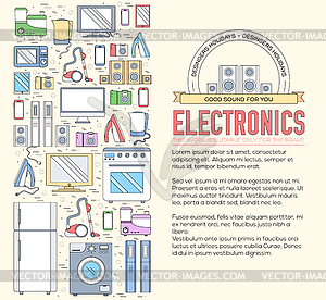 Home electronics appliances circle infographics - vector clipart