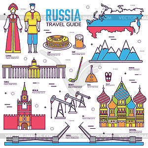 Country Russia travel vacation guide of goods, - vector clip art