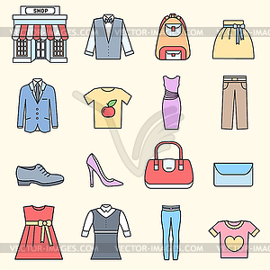 Many object purchased in shop. Shopping circle - royalty-free vector image