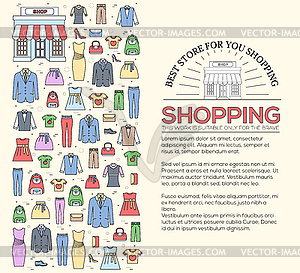 Many object purchased in shop. Shopping circle - vector clip art