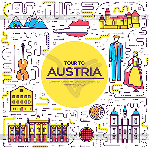 Country Austria travel vacation guide of goods, - vector image